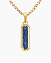 Streamline® Inlay Amulet in 18K Yellow Gold with Lapis and Sapphires, 30.7mm